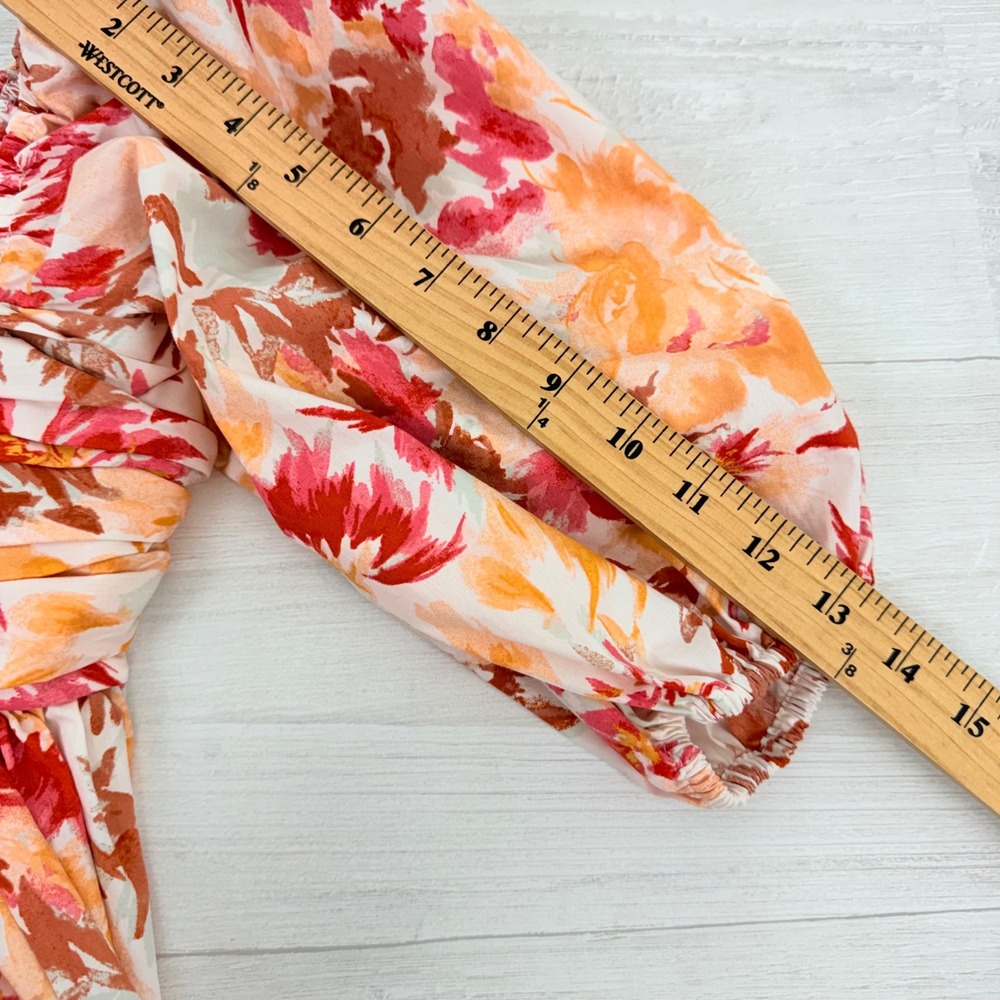 Abercrombie & Fitch Emerson Floral Print Mini Dress XS Square Neck Puff Sleeves - Picture 13 of 16